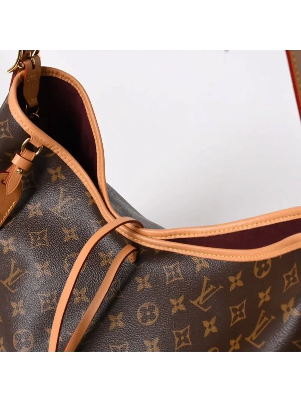 Louis Vuitton Carryall NM MM Tote Bag Monogram Brown Leather Vachetta Gold